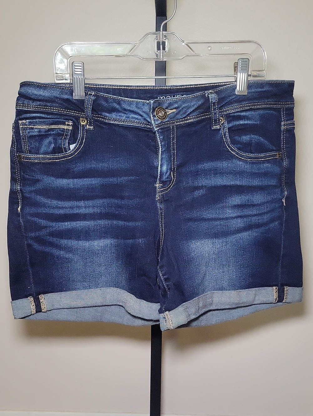 Maurices Dark Blue Rolled Cuff Denim Shorts